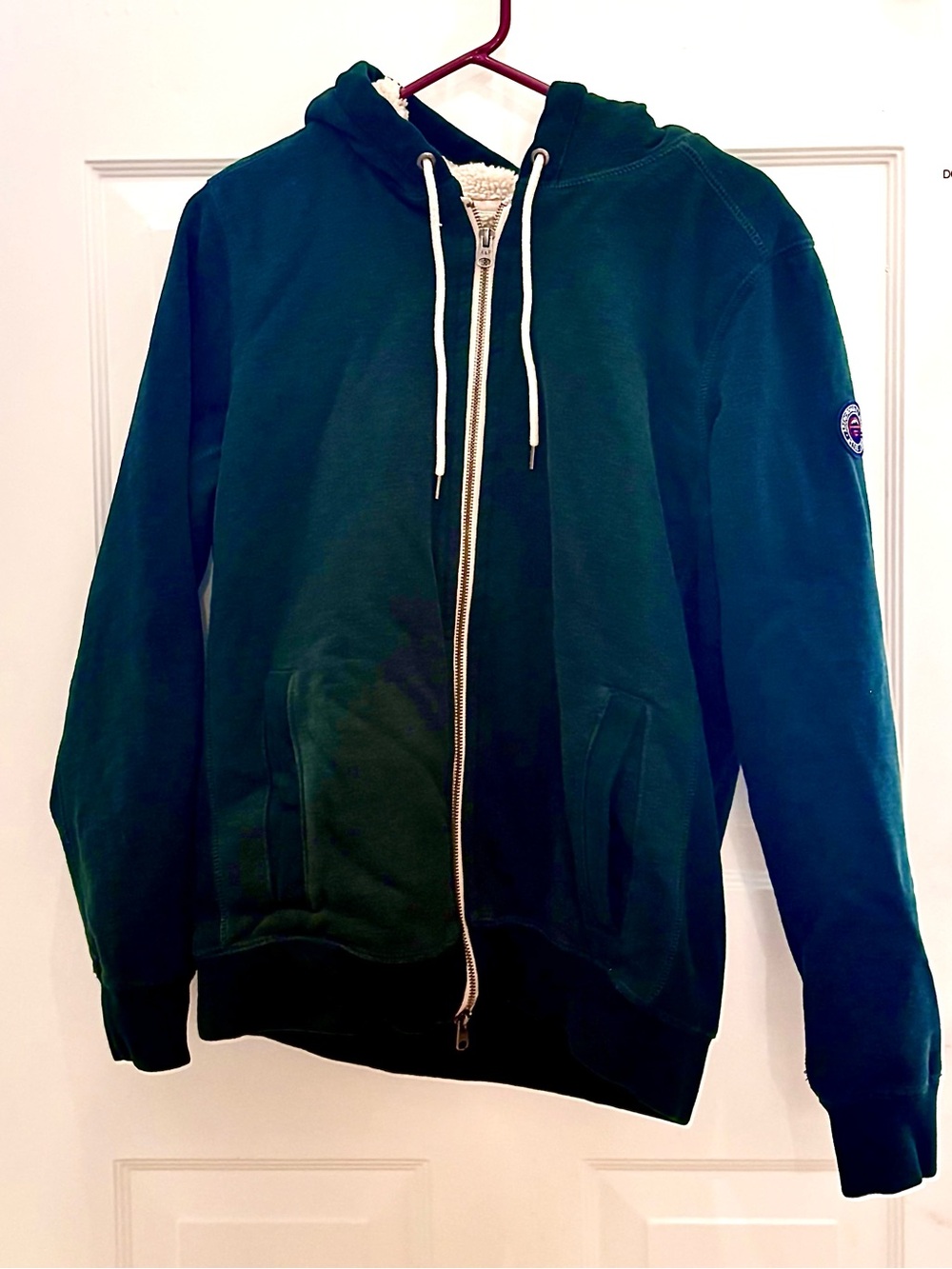 Abercrombie & Fitch Dark Green Sherpa-Lined Zip Hoodie